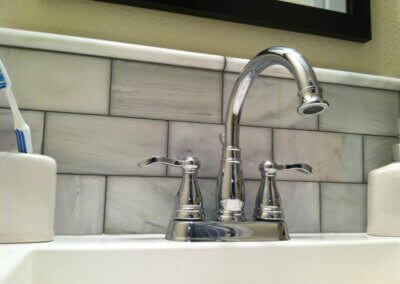 Custom sink backsplash built by SoCal Carpentry in San Diego California